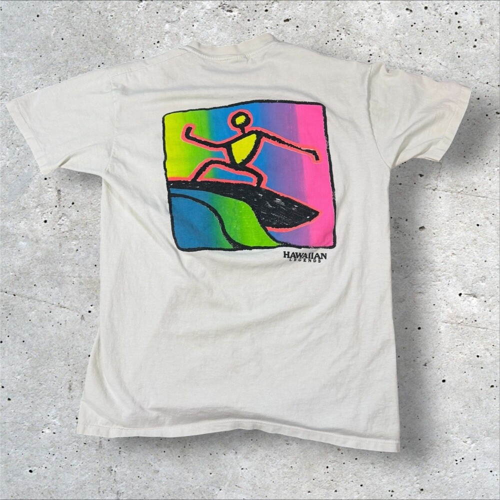 Vtg 90s Hawaiian Legends Surf T Shirt Stedman Super Hi-Cru Single Stitch USA L